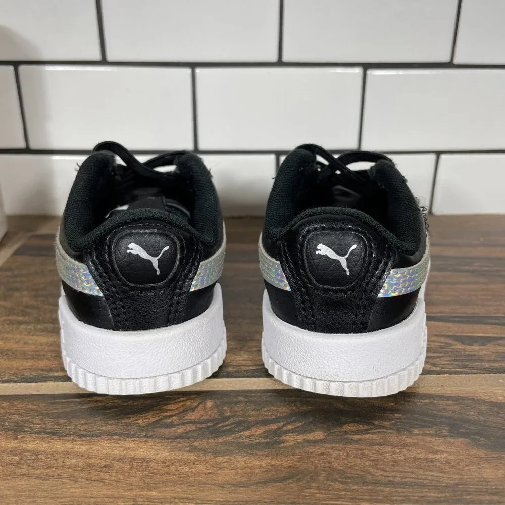 Puma Carina Rainbow AC Toddler Boys Size 8C Shoes Black Slip On Sneakers